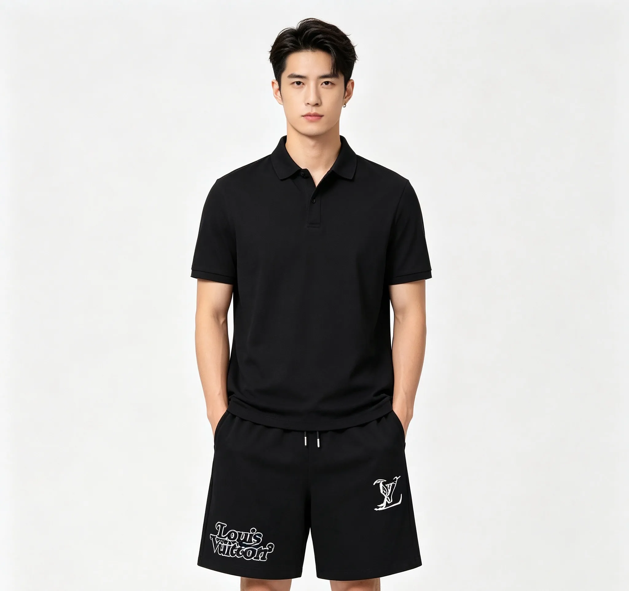 Louis Vuitton/Louis Vuitton double logo embroidered shorts